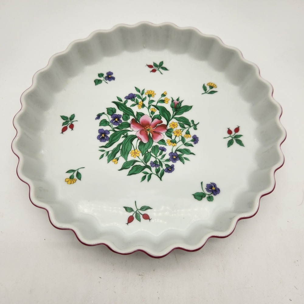 International China Rosalynn Carleton Varney Floral Quiche Tart Pan Japan 10in